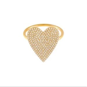 Adinas Jewels XL Pave Diamond Heart Ring 14K Gold